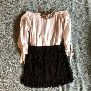 NWOT Black Fringe Skirt